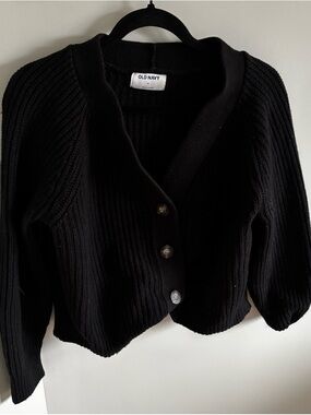 Old Navy Black Ribbed Button Cardigan Sweater